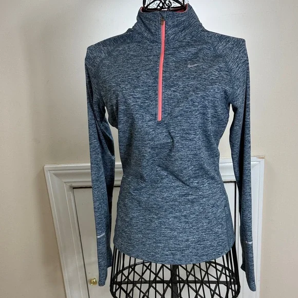 Nike Gray Heather Quarter-Zip Pullover with Coral Zipper - Picture 3 of 11